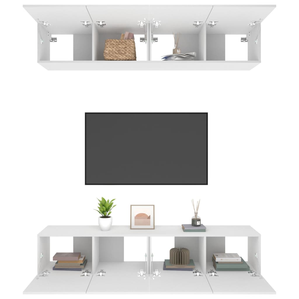 tv-skabe 4 stk. 80x30x30 cm konstrueret træ hvid