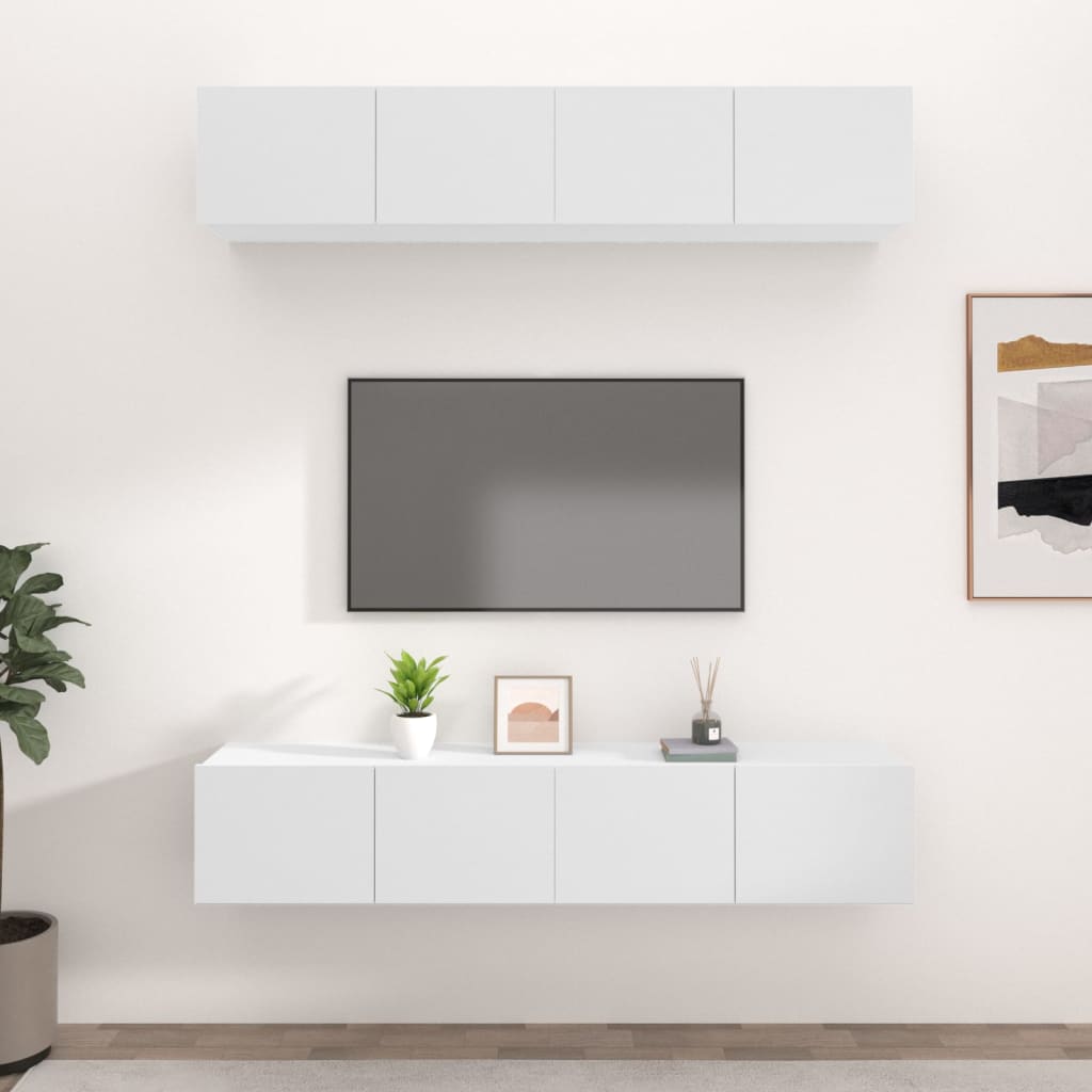 tv-skabe 4 stk. 80x30x30 cm konstrueret træ hvid