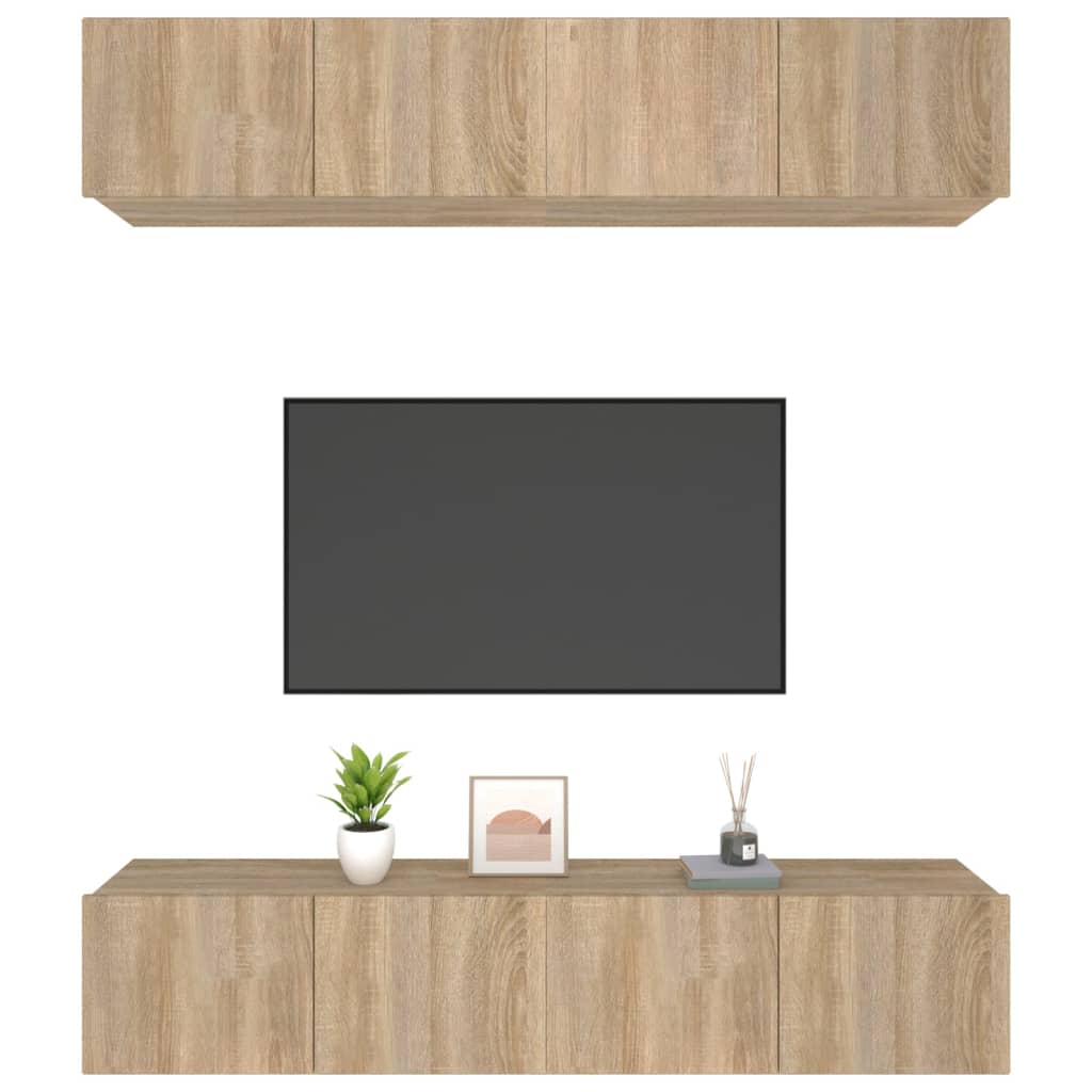 tv-skabe 4 stk. 80x30x30 cm konstrueret træ sonoma-eg