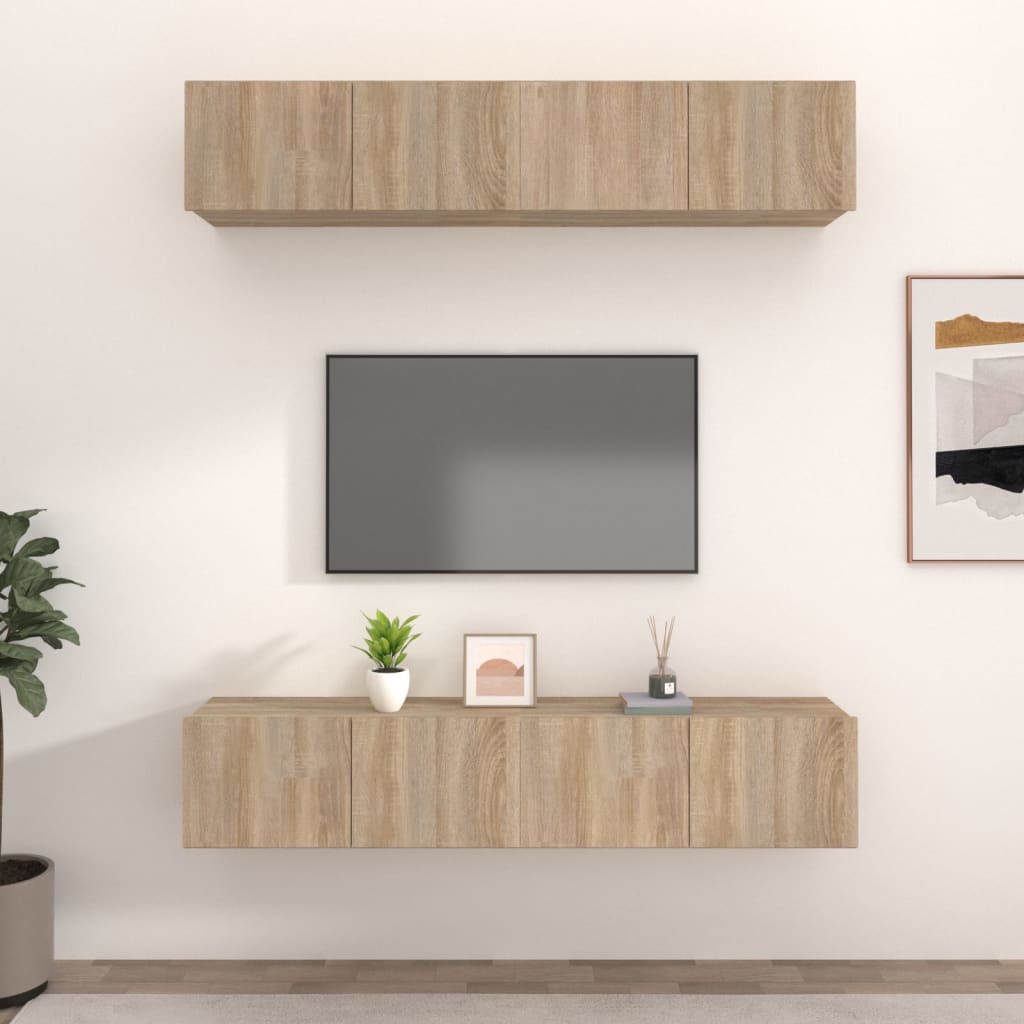 tv-skabe 4 stk. 80x30x30 cm konstrueret træ sonoma-eg