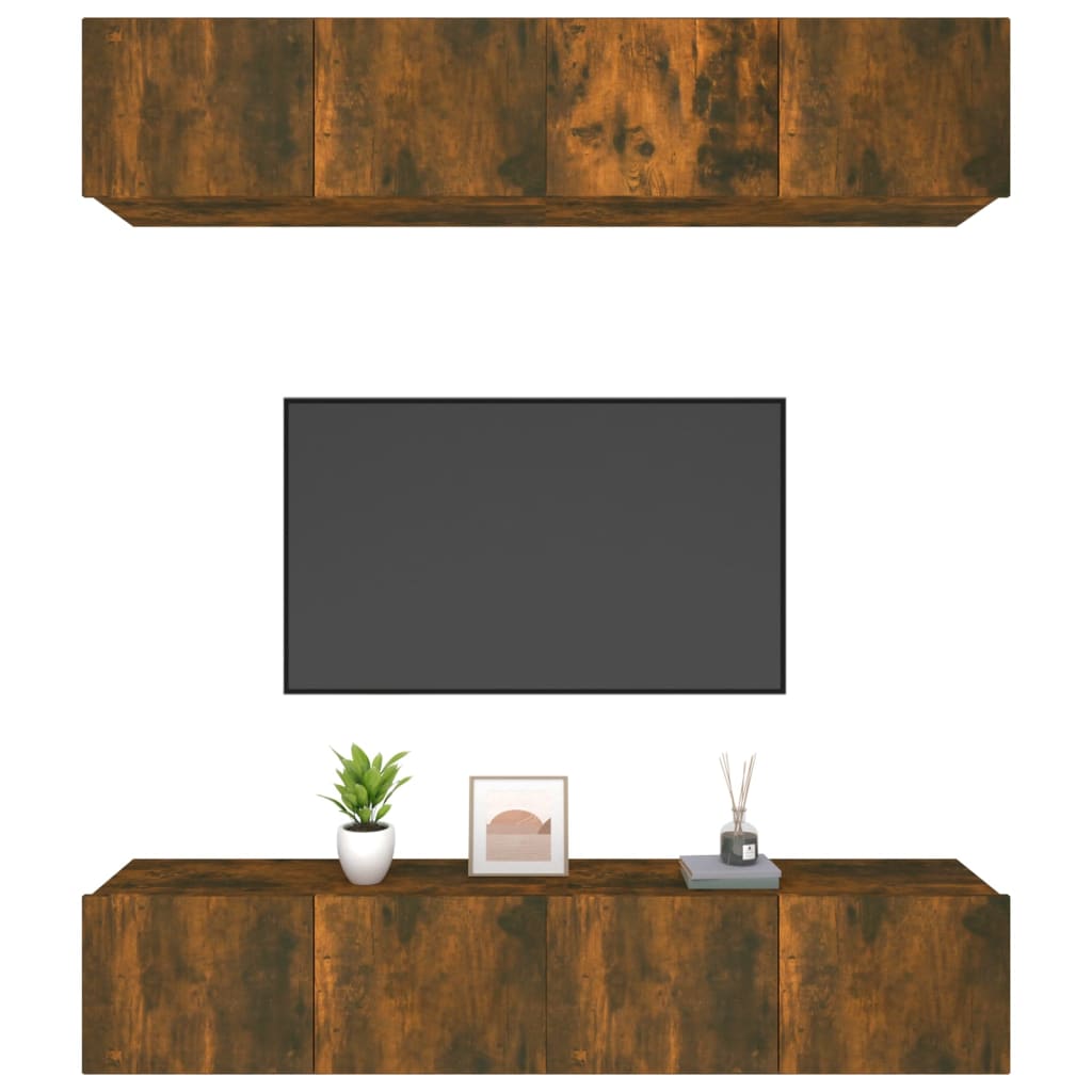 tv-skabe 4 stk. 80x30x30 cm konstrueret træ røget egetræ