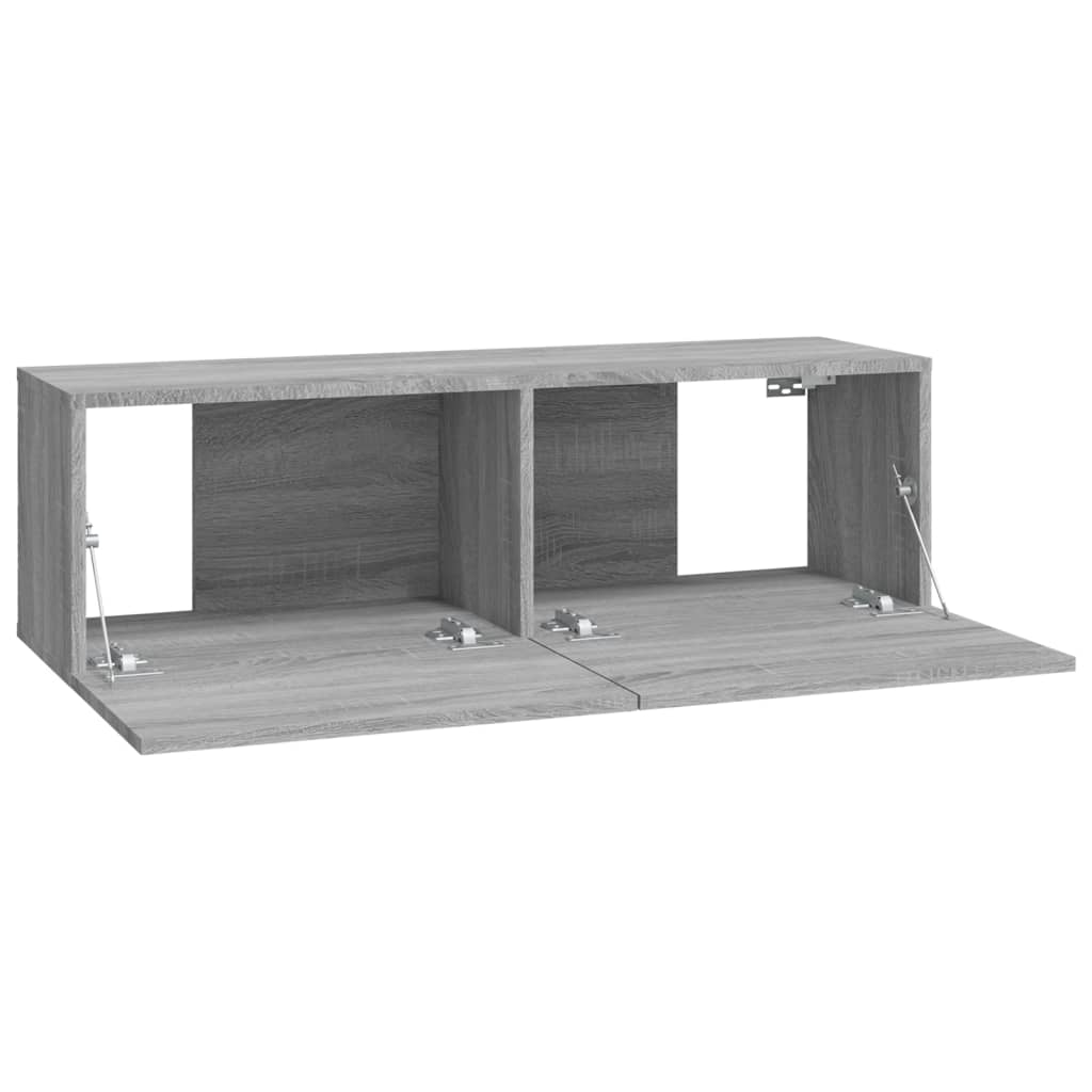 tv-skabe til væg 4 stk. 100x30x30 cm konstrueret træ grå sonoma