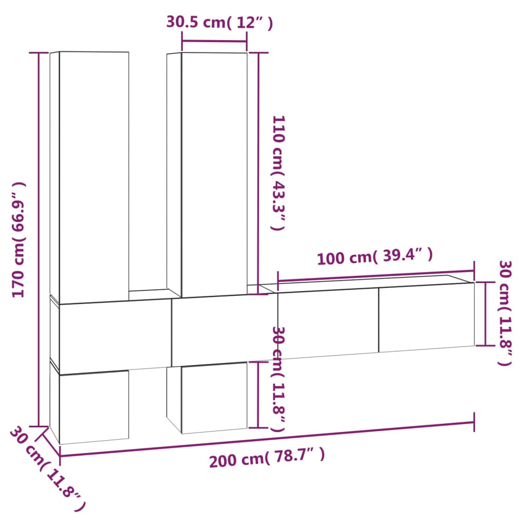 væghængt tv-bord 37x37x72 cm konstrueret træ grå sonoma-eg