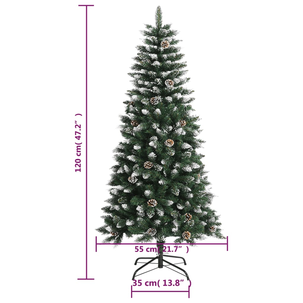 kunstigt juletræ med fod 120 cm PVC grøn