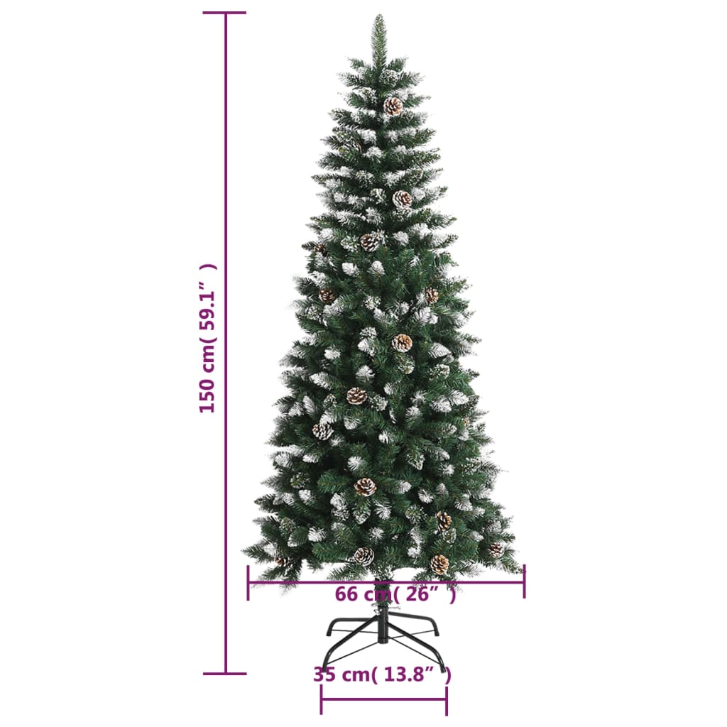 kunstigt juletræ med juletræsfod 150 cm PVC grøn