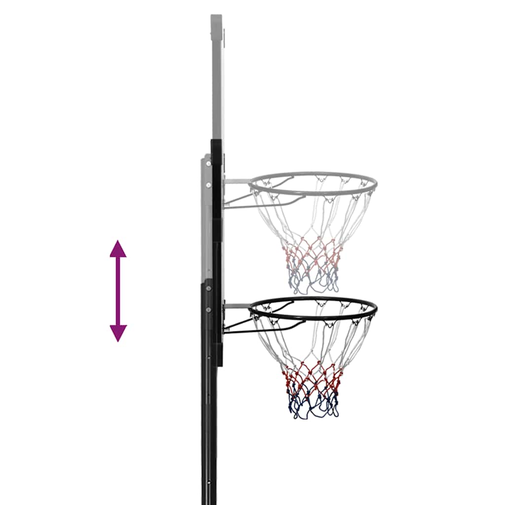 basketballstativ med plade 256-361 cm polycarbonat transparent
