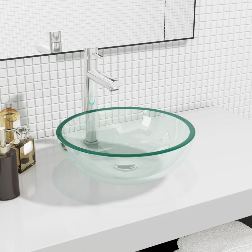 håndvask 35x12 cm hærdet glas transparent