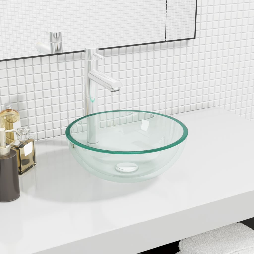 håndvask 30x12 cm hærdet glas transparent