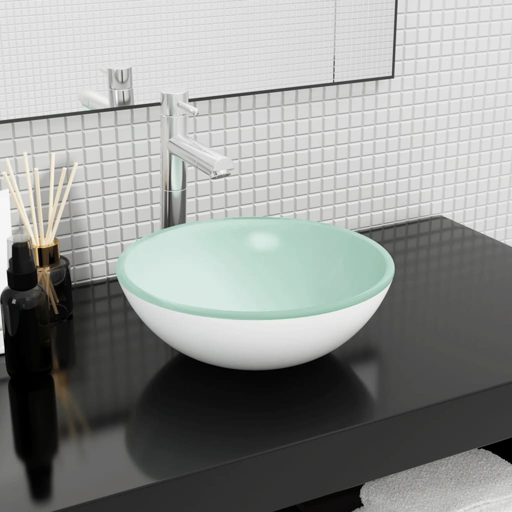 håndvask 35x12 cm hærdet glas hvid