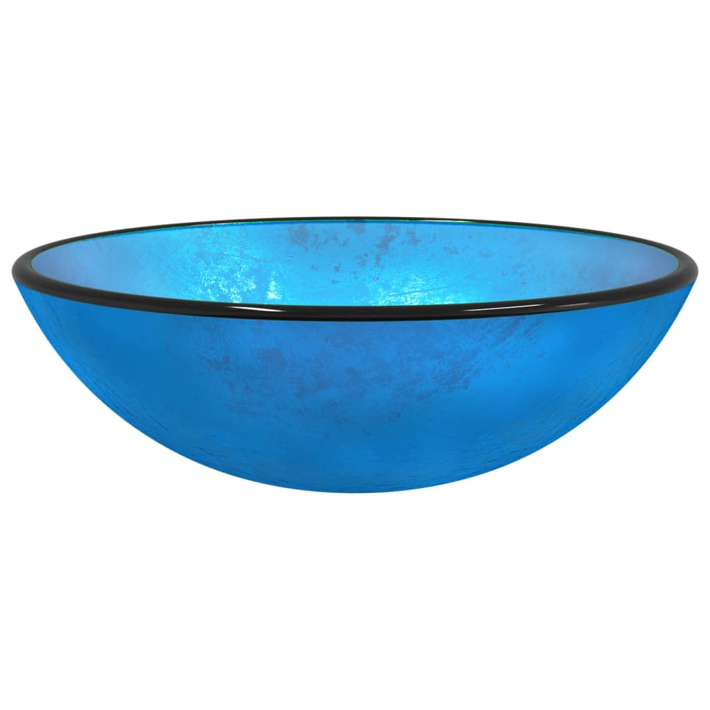 håndvask 42x14 cm hærdet glas blå