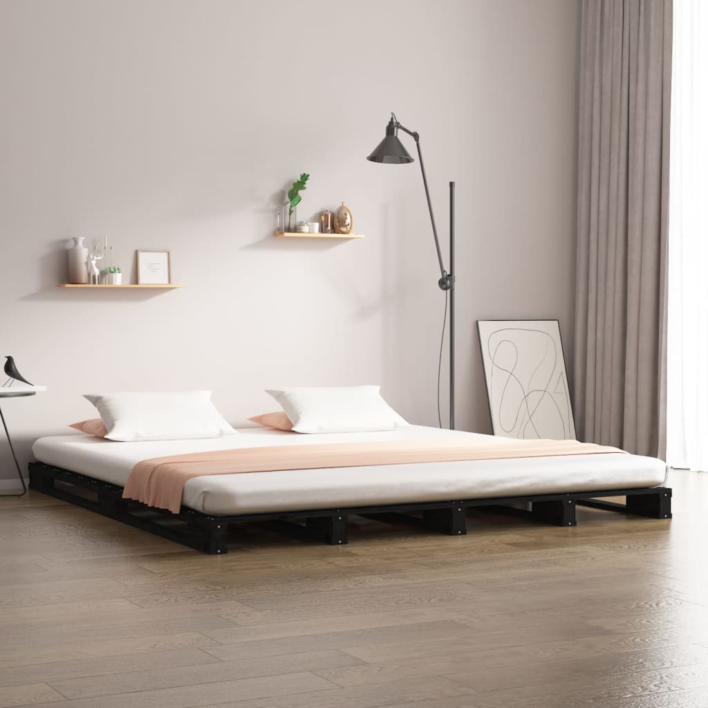 palleseng 120x200 cm massivt fyrretræ sort