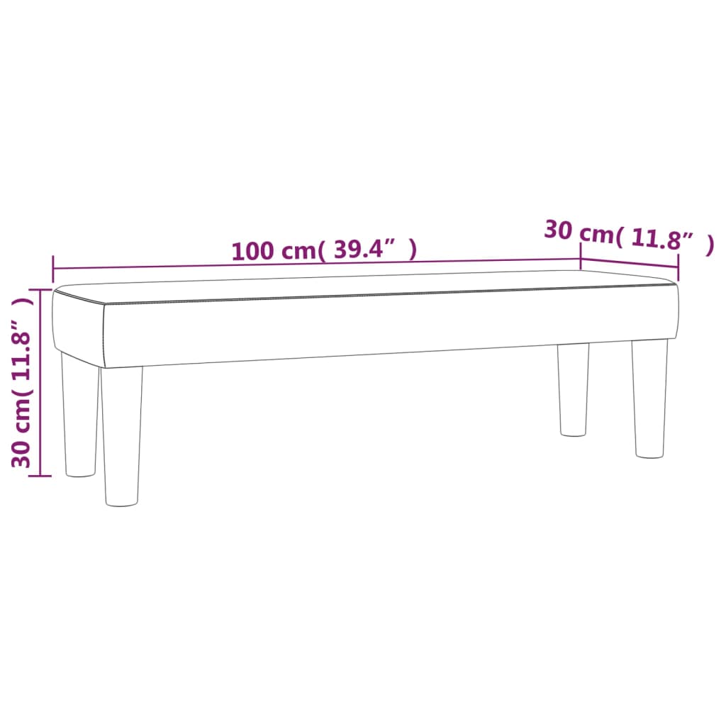 bænk 100x30x30 cm stof cremefarvet