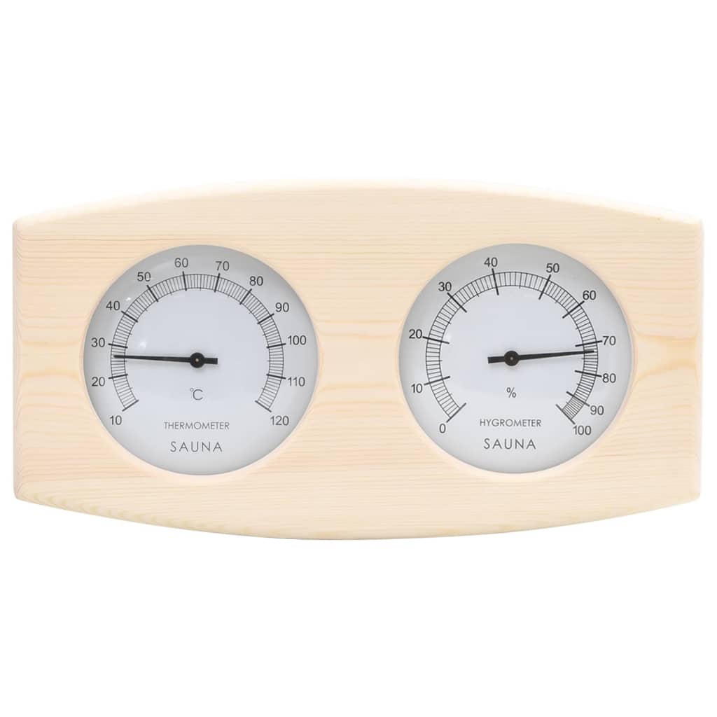 2-i-1 saunasæt med hygrometer og timeglas massivt fyrretræ