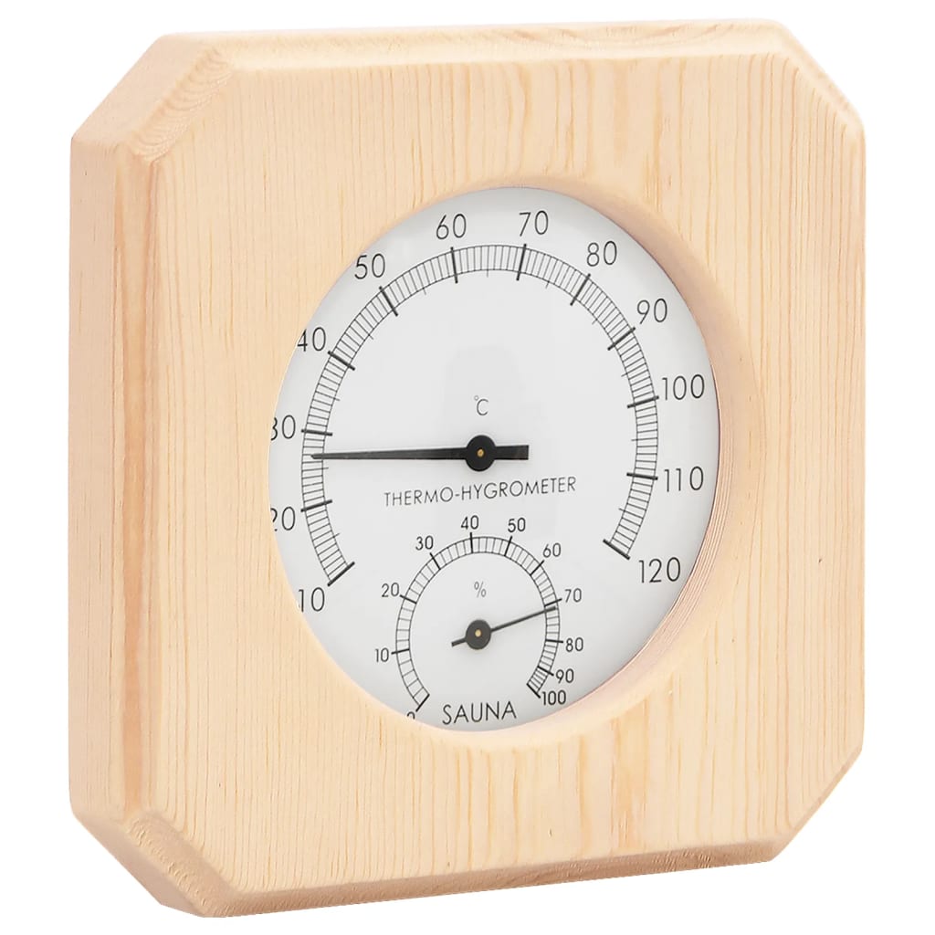 2-i-1 saunasæt hygrometer og timeglas massivt fyrretræ