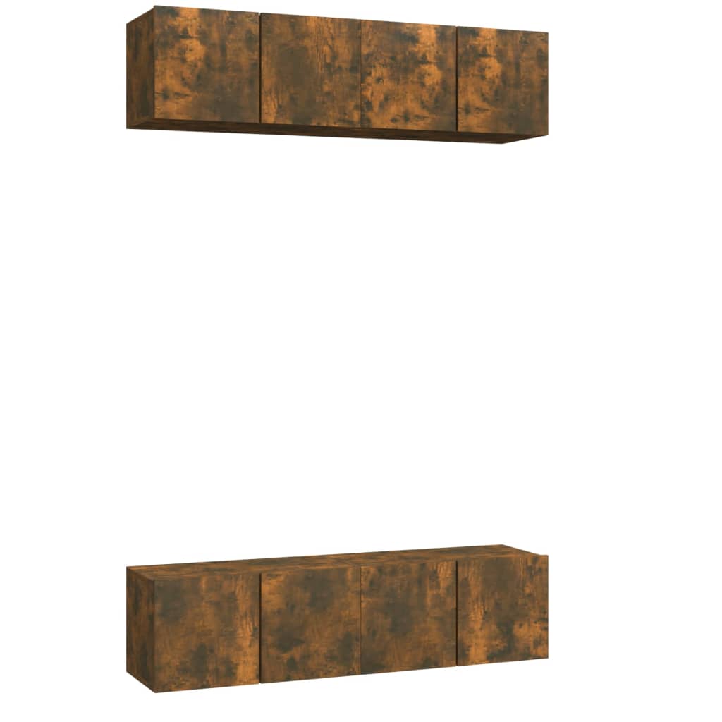 vægskabe 4 stk. 60x30x30 cm konstrueret træ røget egetræsfarve