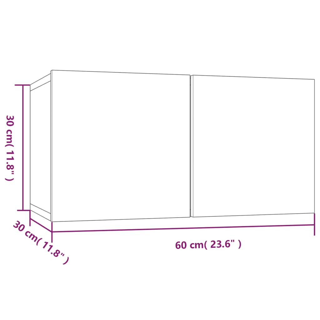 tv-skabe til væg 4 stk. 60x30x30 cm konstrueret træ grå sonoma