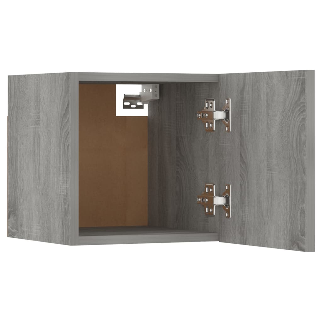 væghængtee tv-skab 8 stk. 30,5x30x30 cm grå og sonoma-eg