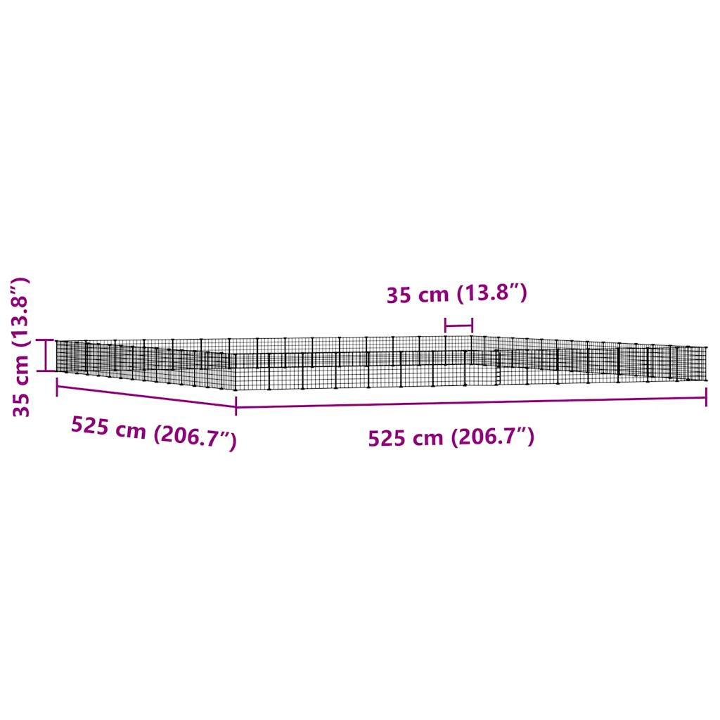 60-panels kæledyrsindhegning med låge 35x35 cm stål sort