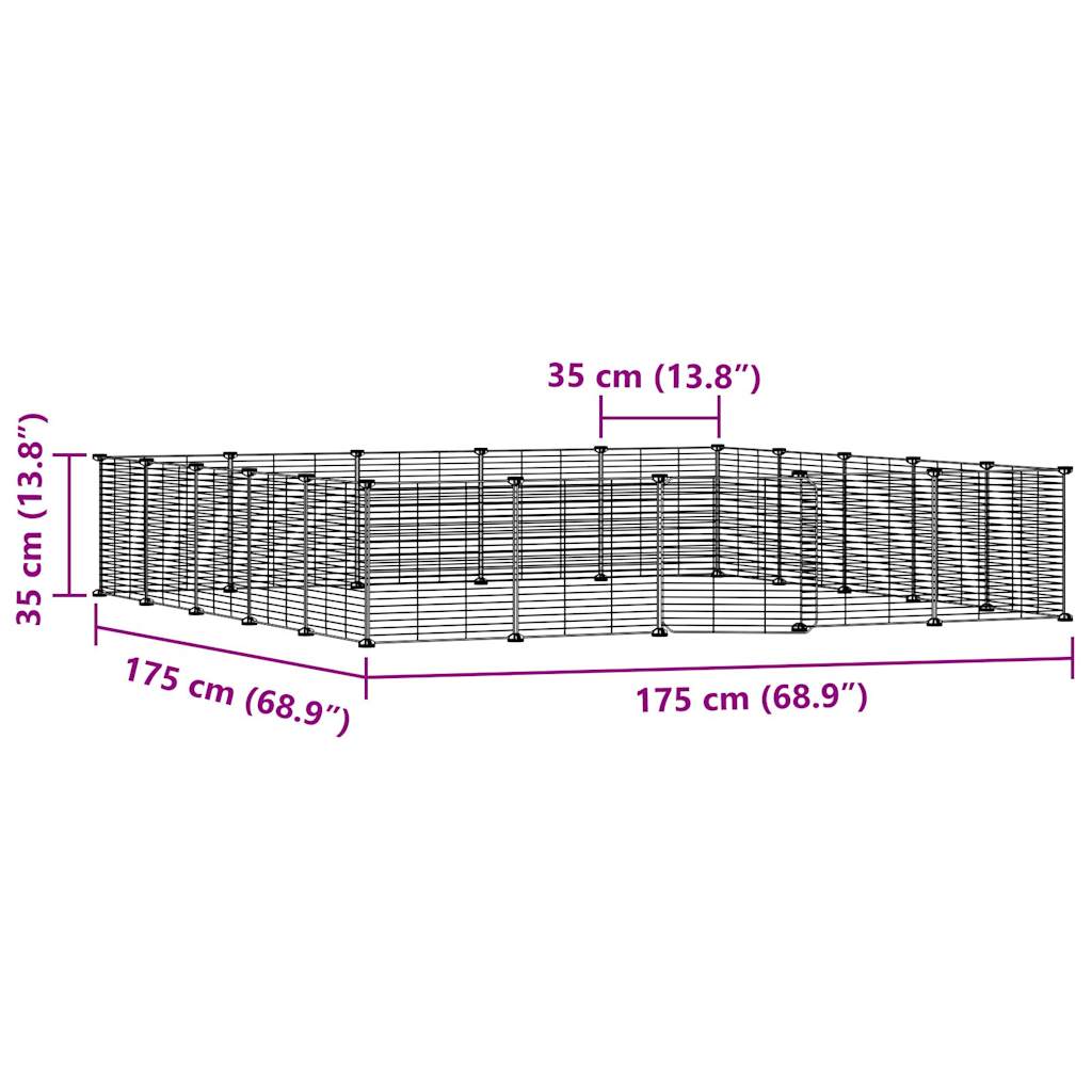 20-panels kæledyrsindhegning med låge 35x35 cm stål sort