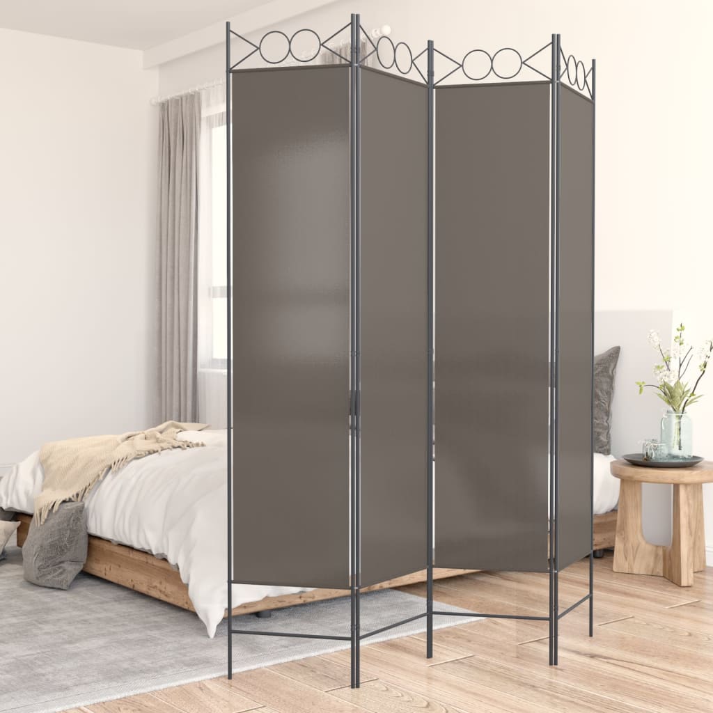4-panels rumdeler 160x200 cm stof antracitgrå