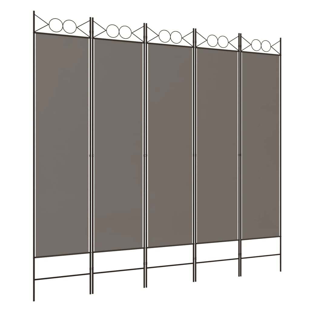 5-panels rumdeler 200x200 cm stof antracitgrå