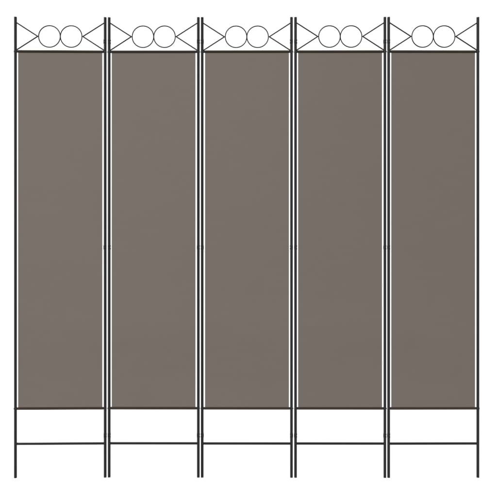 5-panels rumdeler 200x200 cm stof antracitgrå