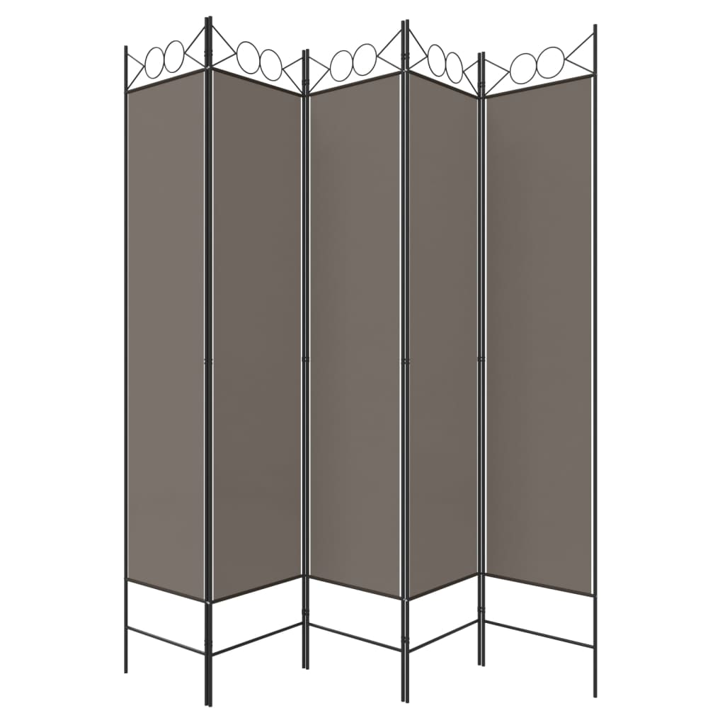 5-panels rumdeler 200x200 cm stof antracitgrå