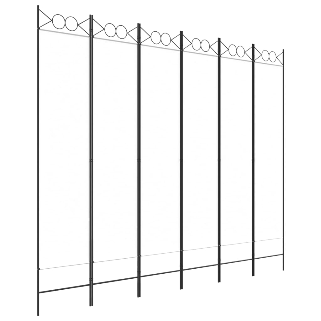 6-panels rumdeler 240x200 cm stof hvid