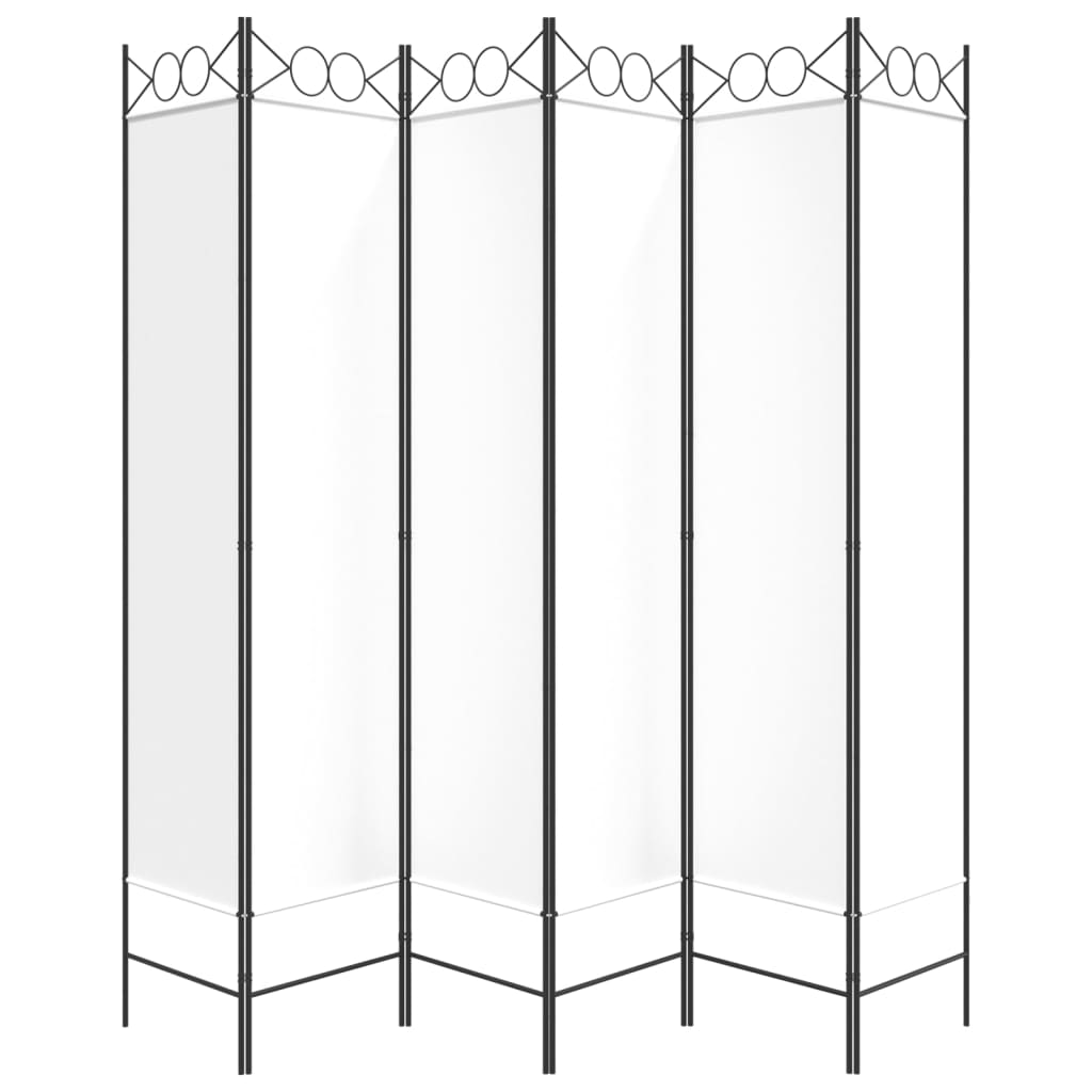 6-panels rumdeler 240x200 cm stof hvid
