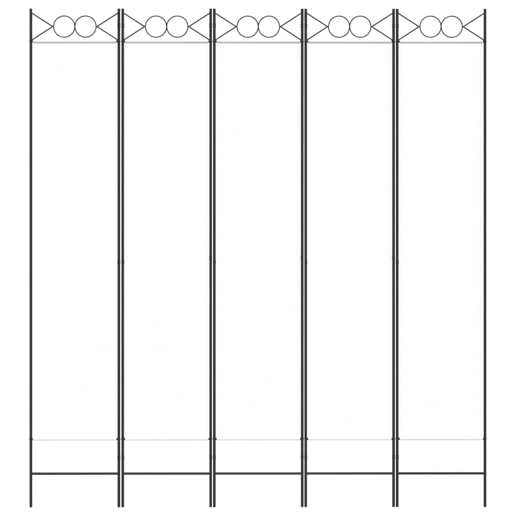 5-panels rumdeler 200x220 cm stof hvid