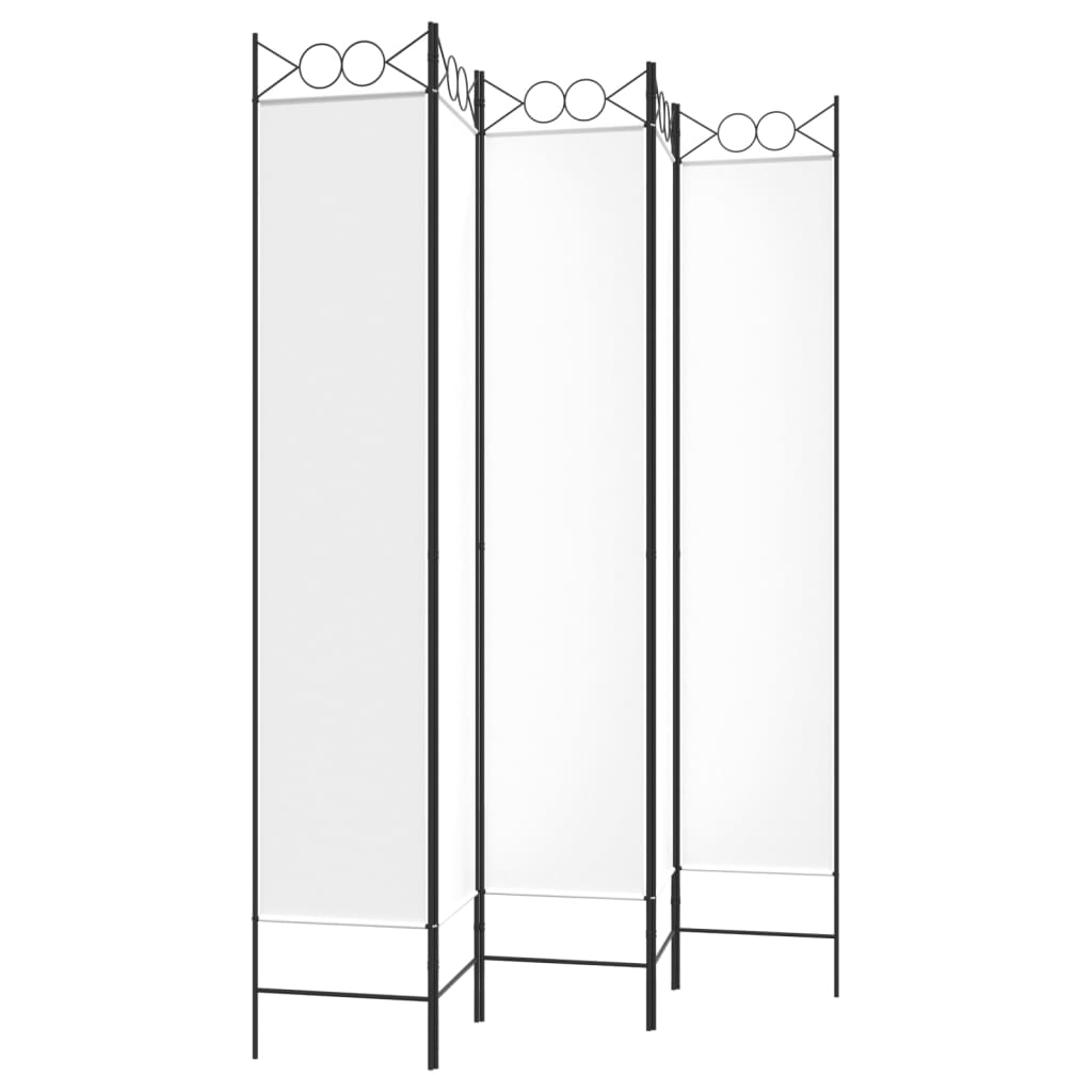 5-panels rumdeler 200x220 cm stof hvid