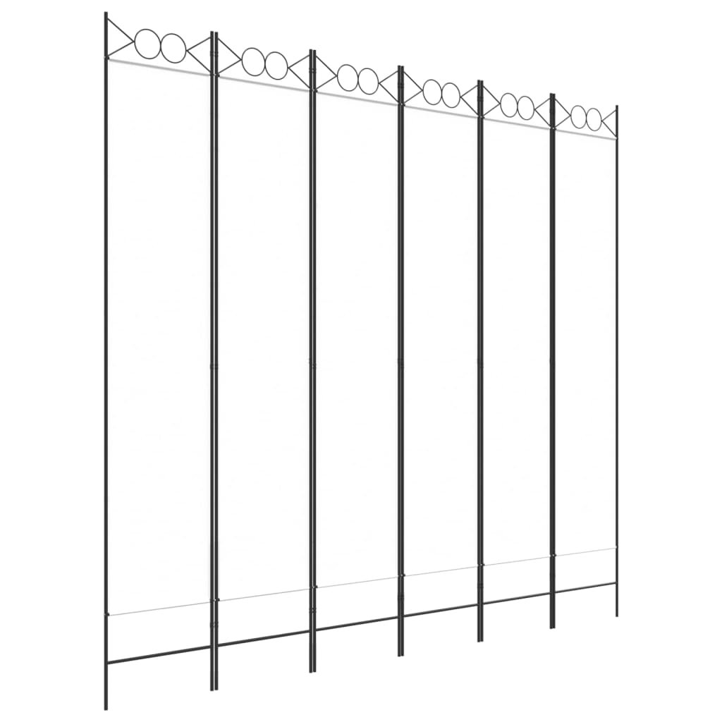 6-panels rumdeler 240x220 cm stof hvid