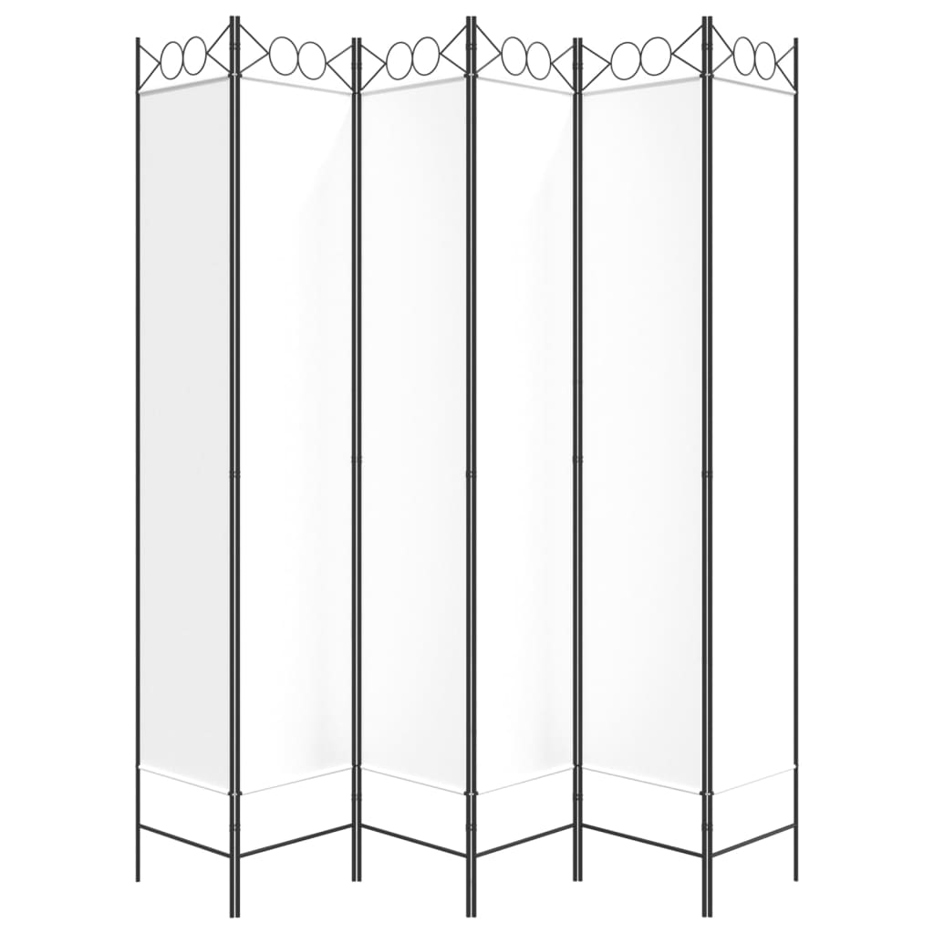 6-panels rumdeler 240x220 cm stof hvid