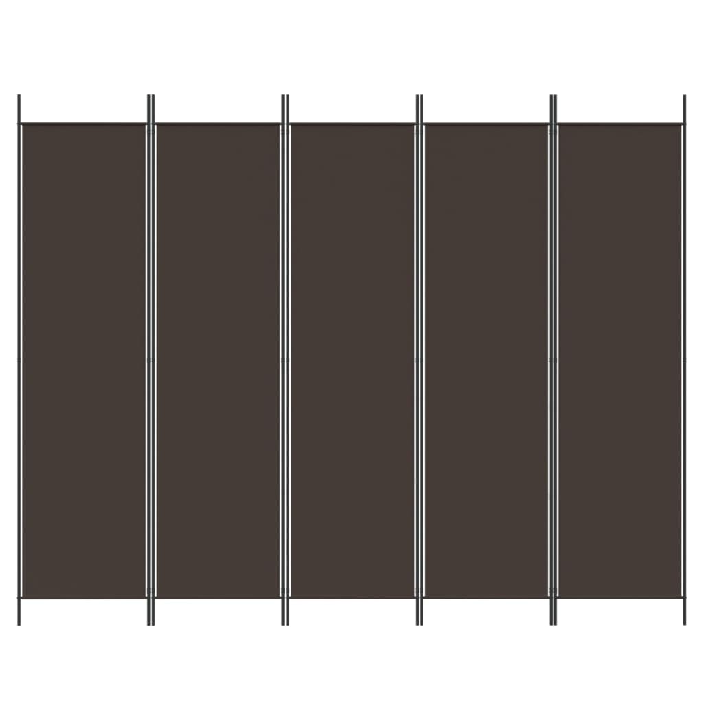 5-panels rumdeler 250x200 cm stof brun