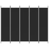 5-panels rumdeler 250x200 cm stof sort