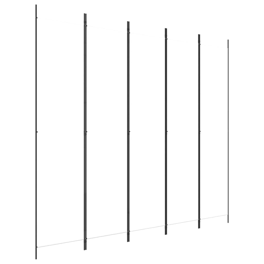 5-panels rumdeler 250x220 cm stof hvid