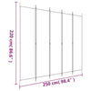 5-panels rumdeler 250x220 cm stof hvid