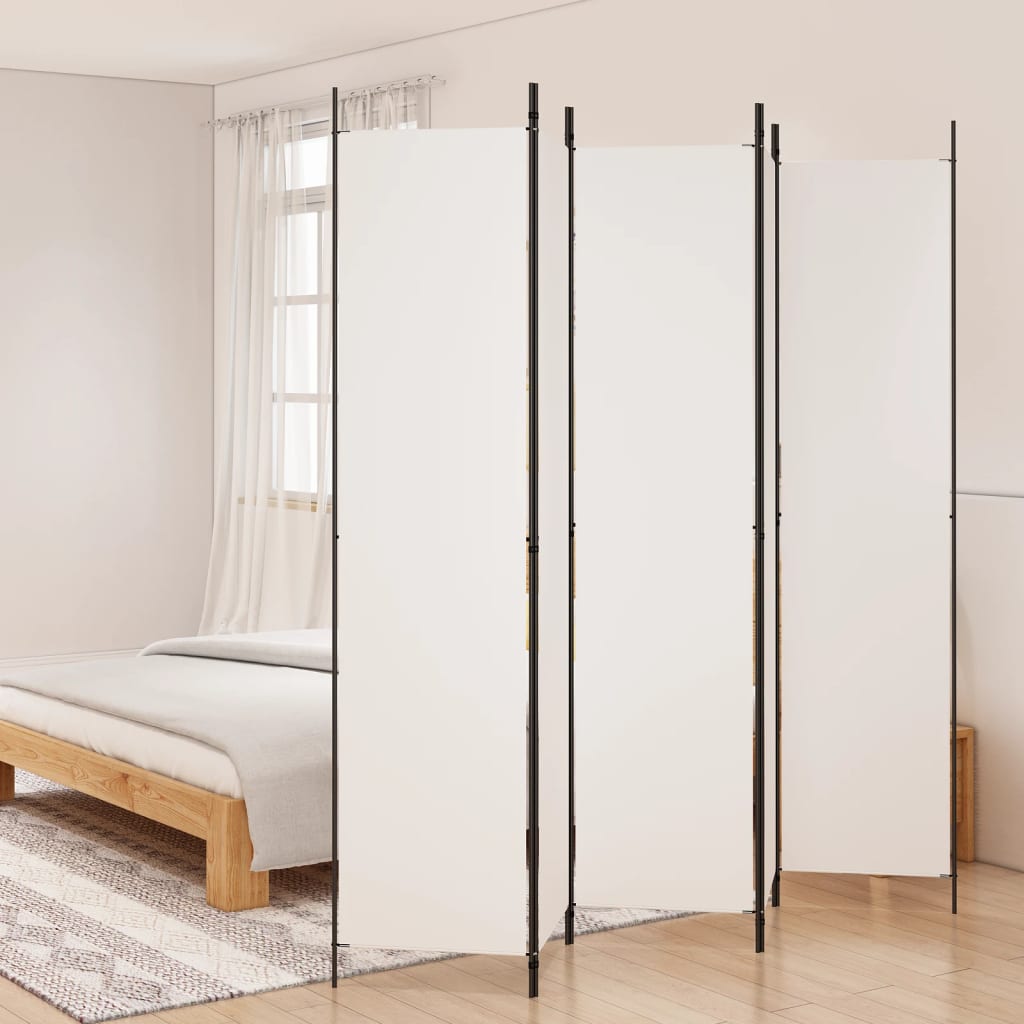 5-panels rumdeler 250x220 cm stof hvid