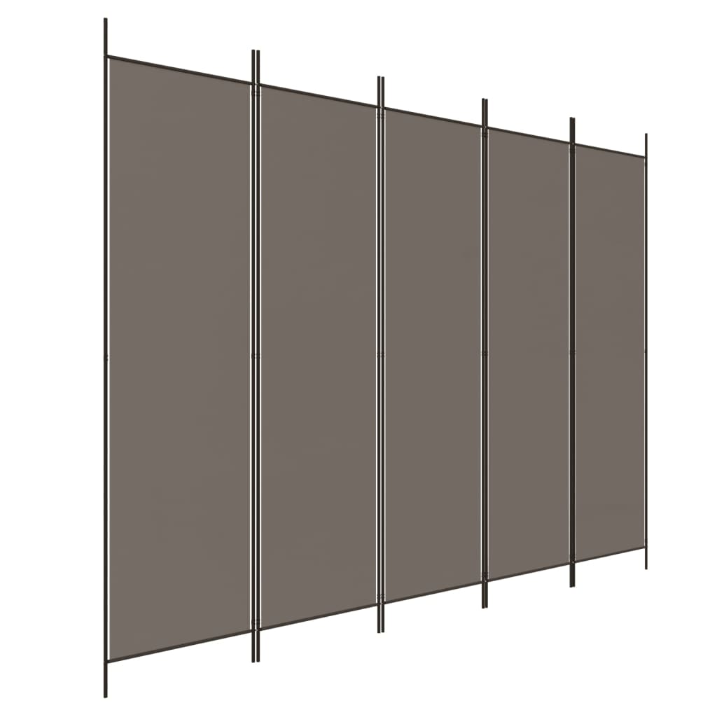 5-panels rumdeler 250x220 cm stof antracitgrå