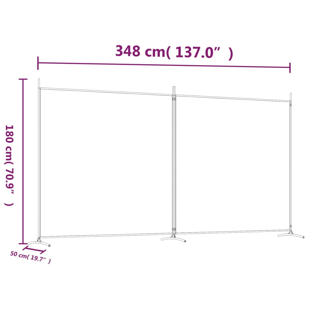 2-panels rumdeler 348x180 cm stof brun