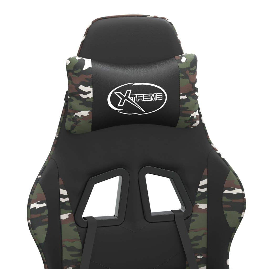 drejelig gamingstol med fodstøtte kunstlæder sort camouflage