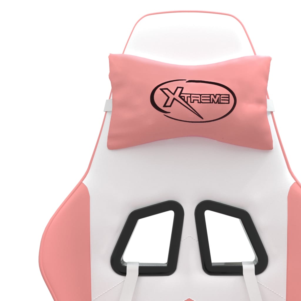 drejelig gamingstol kunstlæder hvid og lyserød