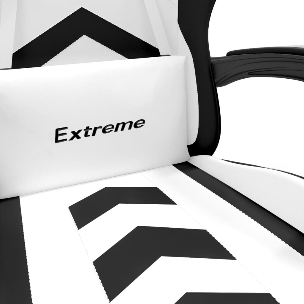 drejelig gamingstol med fodstøtte kunstlæder hvid sort