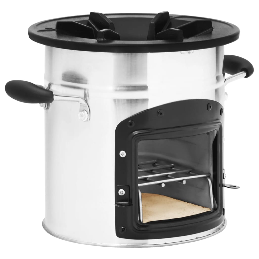 campingovn 45,5x33x25,5 cm rustfrit stål sølvfarvet