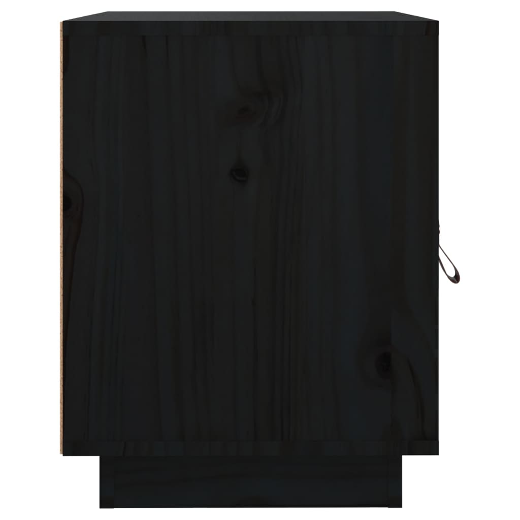 sengebord 40x34x45 cm massivt fyrretræ sort