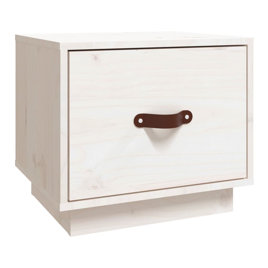 sengebord 40x34x35 cm massivt fyrretræ hvid
