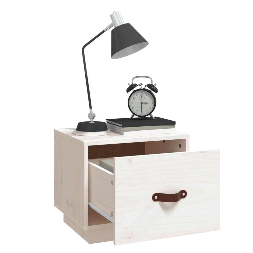 sengebord 40x34x35 cm massivt fyrretræ hvid