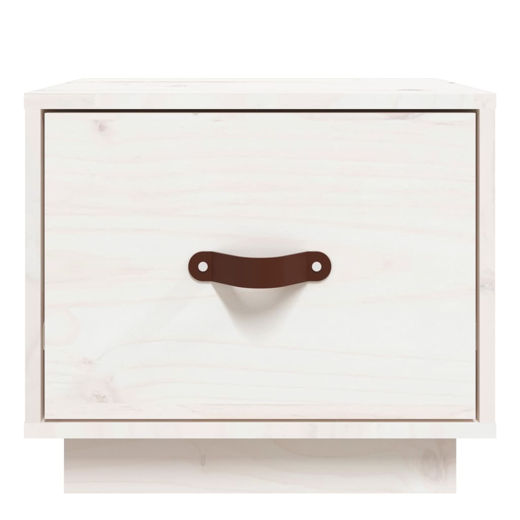 sengebord 40x34x35 cm massivt fyrretræ hvid