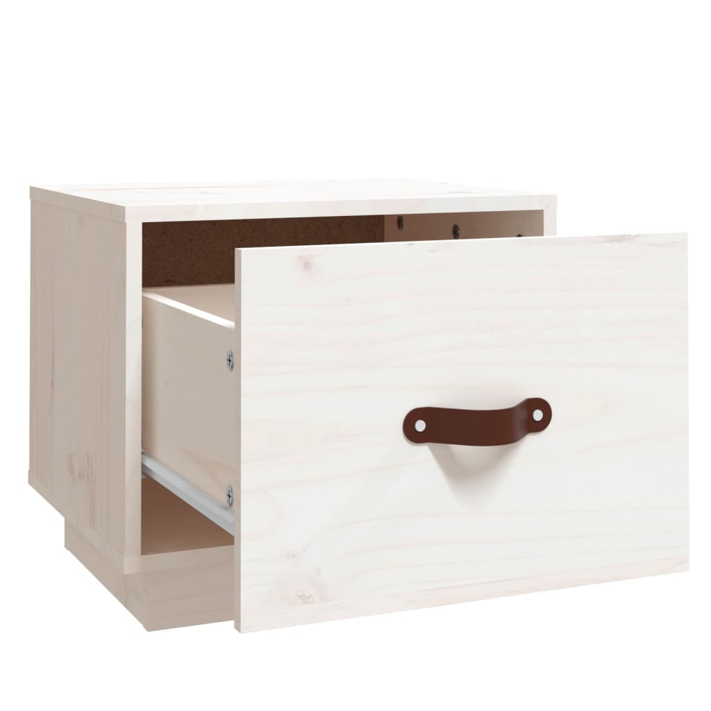 sengebord 40x34x35 cm massivt fyrretræ hvid