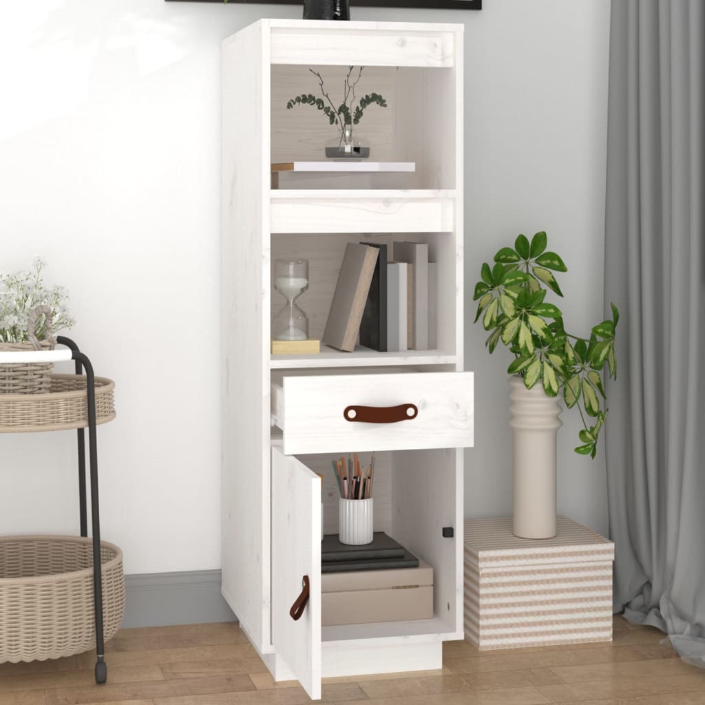 højskab 34x40x108,5 cm massivt fyrretræ hvid